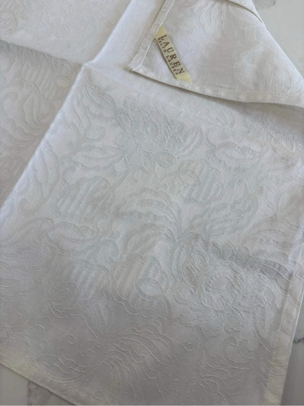 Ralph Lauren White Floral Jacquard Dinner Napkins Set of 4